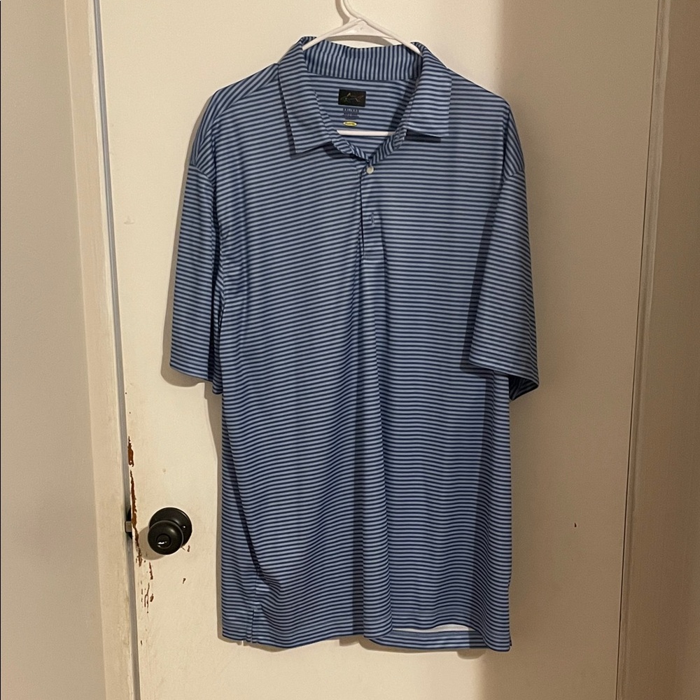 Greg Norman Collection Blue and White Striped Polo Shirt